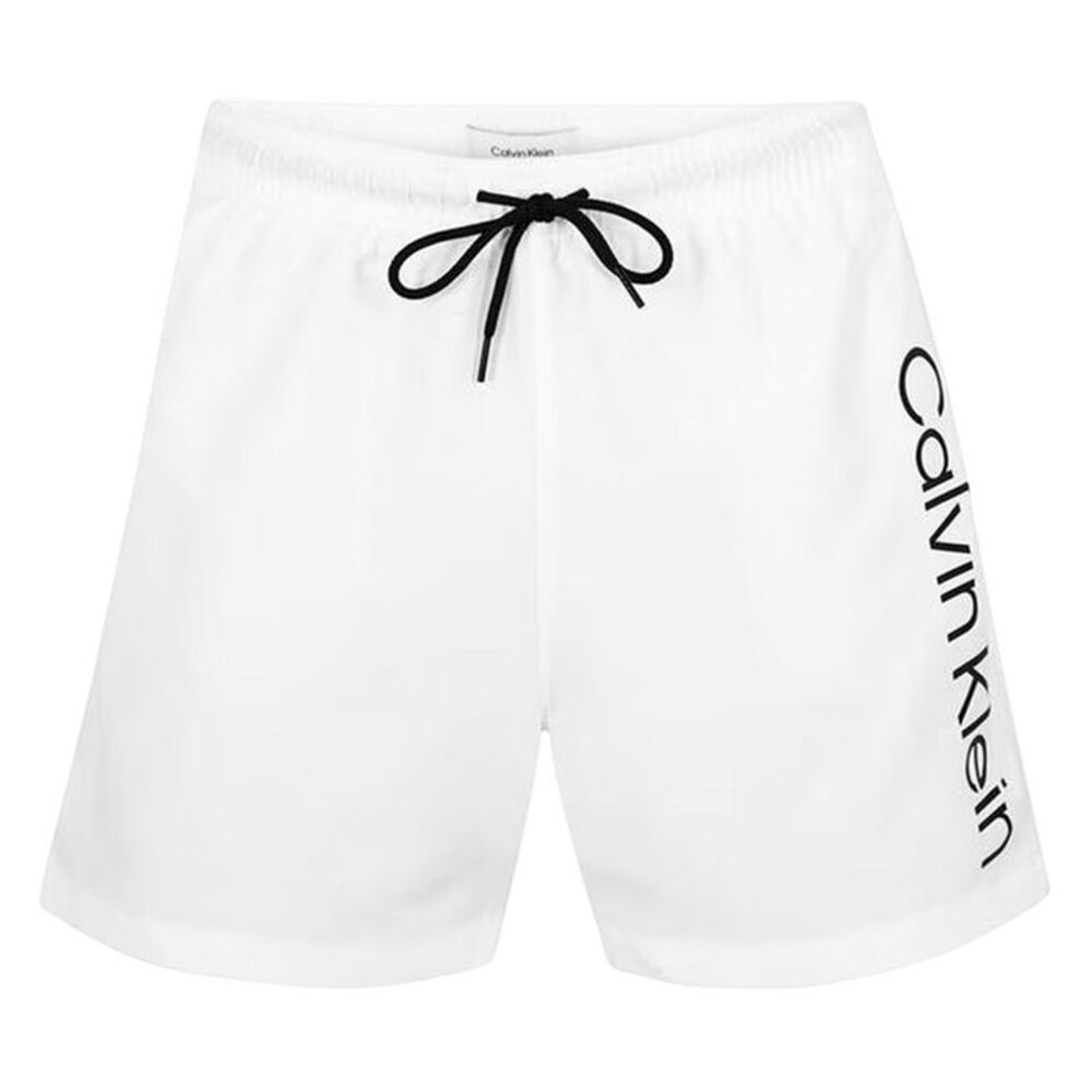 Calvin Klein Mens Logo Polyester Swim Shorts / White